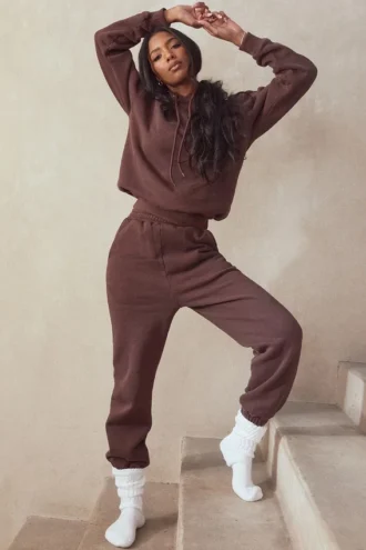 Sky Chocolate Jogginghose mit Fleece-Rückseite