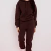 Halo Oversize-Hoodie aus Baumwollfleece in Schokoladenbraun