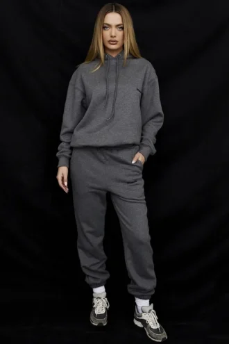 Halo Dunkelgrauer Oversize-Hoodie aus Baumwollfleece