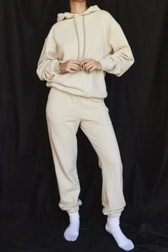 Sky Oatmeal Jogginghose mit Fleece-Rückseite