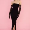 Sofia – Schwarzes, trägerloses Maxikleid aus Mesh Sofia – Schwarzes, trägerloses Maxikleid aus Mesh