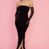 Sofia – Schwarzes, trägerloses Maxikleid aus Mesh Sofia – Schwarzes, trägerloses Maxikleid aus Mesh