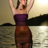 Sofie Ombre Mesh-Trägerloses Minikleid Sofie Ombre Mesh-Trägerloses Minikleid