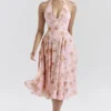 Solada – Englisches Vintage-Rosenmuster, Georgette-Halter-Sommerkleid Solada – Englisches Vintage-Rosenmuster, Georgette-Halter-Sommerkleid