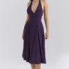 Solada Grape Georgette Neckholder-Sommerkleid Solada Grape Georgette Neckholder-Sommerkleid