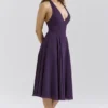 Solada Grape Georgette Neckholder-Sommerkleid Solada Grape Georgette Neckholder-Sommerkleid