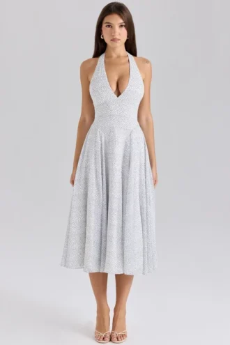 Solada Neckholder-Sommerkleid aus Georgette mit Polka-Dot-Print Solada Neckholder-Sommerkleid aus Georgette mit Polka-Dot-Print