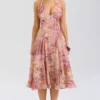 Solada Paisley-Patchwork-Print Georgette-Halter-Sommerkleid Solada Paisley-Patchwork-Print Georgette-Halter-Sommerkleid