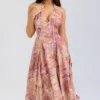 Solada Paisley-Patchwork-Print Georgette-Halter-Sommerkleid Solada Paisley-Patchwork-Print Georgette-Halter-Sommerkleid