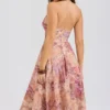 Solada Paisley-Patchwork-Print Georgette-Halter-Sommerkleid Solada Paisley-Patchwork-Print Georgette-Halter-Sommerkleid