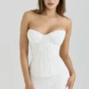 Solaine Elfenbeinfarbenes Spitzen-Korsetts-Maxikleid Solaine Elfenbeinfarbenes Spitzen-Korsetts-Maxikleid
