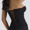 Solaine – Schwarzes Spitzen-Korsetts-Maxikleid Solaine – Schwarzes Spitzen-Korsetts-Maxikleid