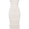 Solana – Elfenbeinfarbenes Maxikleid mit Pailletten und Falten Solana – Elfenbeinfarbenes Maxikleid mit Pailletten und Falten