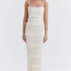 Solana – Elfenbeinfarbenes Maxikleid mit Pailletten und Falten Solana – Elfenbeinfarbenes Maxikleid mit Pailletten und Falten