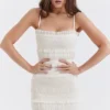 Solana – Elfenbeinfarbenes Maxikleid mit Pailletten und Falten Solana – Elfenbeinfarbenes Maxikleid mit Pailletten und Falten