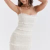 Solana – Elfenbeinfarbenes Maxikleid mit Pailletten und Falten Solana – Elfenbeinfarbenes Maxikleid mit Pailletten und Falten