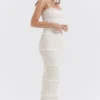 Solana – Elfenbeinfarbenes Maxikleid mit Pailletten und Falten Solana – Elfenbeinfarbenes Maxikleid mit Pailletten und Falten