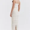 Solana – Elfenbeinfarbenes Maxikleid mit Pailletten und Falten Solana – Elfenbeinfarbenes Maxikleid mit Pailletten und Falten