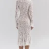 Sophia Vintage Elfenbeinfarbenes, figurbetontes Midi-Kleid aus Spitze Sophia Vintage Elfenbeinfarbenes, figurbetontes Midi-Kleid aus Spitze