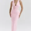 Sophina Perfectly Pink Broderie Anglais Plunge-Maxikleid Sophina Perfectly Pink Broderie Anglais Plunge-Maxikleid
