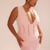 Sophina Perfectly Pink Broderie Anglais Plunge-Maxikleid Sophina Perfectly Pink Broderie Anglais Plunge-Maxikleid