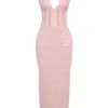 Sophina Perfectly Pink Broderie Anglais Plunge-Maxikleid Sophina Perfectly Pink Broderie Anglais Plunge-Maxikleid