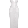 Sophina Weißes Maxikleid aus Baumwolle mit Broderie Anglais und tiefem Ausschnitt Sophina Weißes Maxikleid aus Baumwolle mit Broderie Anglais und tiefem Ausschnitt
