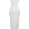 Sophina Weißes Maxikleid aus Baumwolle mit Broderie Anglais und tiefem Ausschnitt Sophina Weißes Maxikleid aus Baumwolle mit Broderie Anglais und tiefem Ausschnitt
