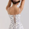 Steffani Cremefarbenes Midi-Sommerkleid aus Stretch-Baumwolle mit Blumenprint Steffani Cremefarbenes Midi-Sommerkleid aus Stretch-Baumwolle mit Blumenprint