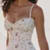 Steffani Weißes Midi-Sommerkleid aus Stretch-Baumwolle mit Rosenprint Steffani Weißes Midi-Sommerkleid aus Stretch-Baumwolle mit Rosenprint
