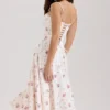 Steffani Weißes Midi-Sommerkleid aus Stretch-Baumwolle mit Rosenprint Steffani Weißes Midi-Sommerkleid aus Stretch-Baumwolle mit Rosenprint