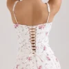 Steffani Weißes Midi-Sommerkleid aus Stretch-Baumwolle mit Rosenprint Steffani Weißes Midi-Sommerkleid aus Stretch-Baumwolle mit Rosenprint