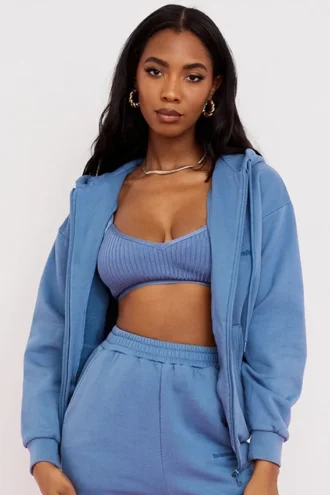 Storm Azure Hoodie mit Reißverschluss und Baumwollfleece-Innenseite