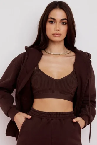 Storm Chocolate Hoodie mit Reißverschluss und Baumwollfleece-Innenseite