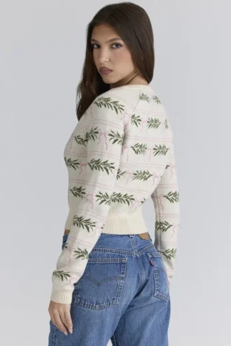 Strickjacke mit durchgehendem Mistle-Bow-Print Strickjacke mit durchgehendem Mistle-Bow-Print