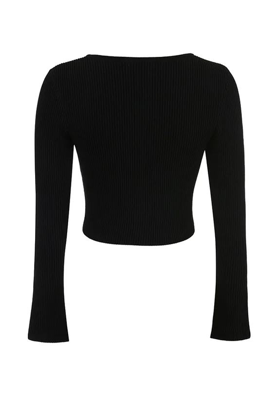 Sylvia Schwarze Strickjacke mit Rippmuster Sylvia Schwarze Strickjacke mit Rippmuster