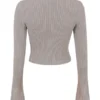 Sylvia Taupe Gerippte Strickjacke Sylvia Taupe Gerippte Strickjacke