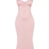 Syrah Midi-Kleid mit weichem Pfirsichfarbener Spitzenrücken Syrah Midi-Kleid mit weichem Pfirsichfarbener Spitzenrücken