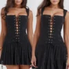 Talia – Schwarzes Plissee-Minikleid Talia – Schwarzes Plissee-Minikleid
