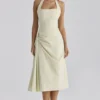 Tallulah Midi-Kleid aus baumwollgefütterter Georgette in Matcha-Grün Tallulah Midi-Kleid aus baumwollgefütterter Georgette in Matcha-Grün