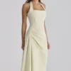 Tallulah Midi-Kleid aus baumwollgefütterter Georgette in Matcha-Grün Tallulah Midi-Kleid aus baumwollgefütterter Georgette in Matcha-Grün