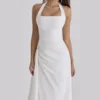 Tallulah – Weißes Midi-Kleid aus Baumwolle mit Neckholder Tallulah – Weißes Midi-Kleid aus Baumwolle mit Neckholder