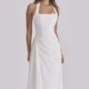 Tallulah – Weißes Midi-Kleid aus Baumwolle mit Neckholder Tallulah – Weißes Midi-Kleid aus Baumwolle mit Neckholder