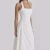 Tallulah – Weißes Midi-Kleid aus Baumwolle mit Neckholder Tallulah – Weißes Midi-Kleid aus Baumwolle mit Neckholder