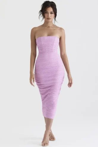 Tana Pink – trägerloses Midi-Korsetts-Kleid