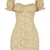 Tanaya Vintage-Mini-Kleid mit Blumenmuster und Puffärmeln Tanaya Vintage-Mini-Kleid mit Blumenmuster und Puffärmeln