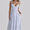 Tatiana Bluebell Midi-Sommerkleid aus Spitze und Baumwolle mit Broderie Anglaise Tatiana Bluebell Midi-Sommerkleid aus Spitze und Baumwolle mit Broderie Anglaise