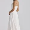 Tatiana Weißes Midi-Sommerkleid aus Baumwolle mit Broderie Anglaise Tatiana Weißes Midi-Sommerkleid aus Baumwolle mit Broderie Anglaise