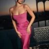 Teia Midi-Kleid mit drapiertem Korsett in Pink Teia Midi-Kleid mit drapiertem Korsett in Pink