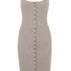 Teva Beige Kaschmir-Strick-Midi-Kleid Teva Beige Kaschmir-Strick-Midi-Kleid